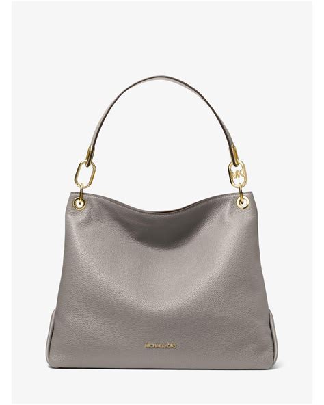 michael kors brooklyn large pebbled leather shoulder bag grey|Michael Kors large Brooklyn bag.